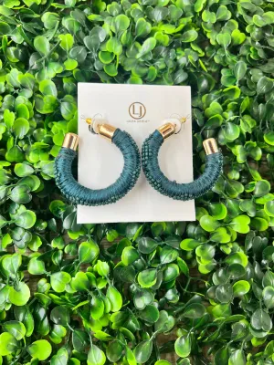 Green Hoop Earrings