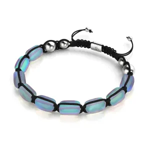 Grey | Silver | Mermaid Glass Pebble Macrame Bracelet