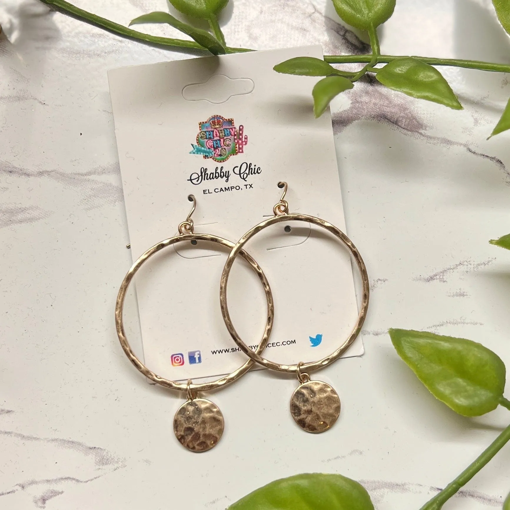 Hammered Disk Dangle Earrings