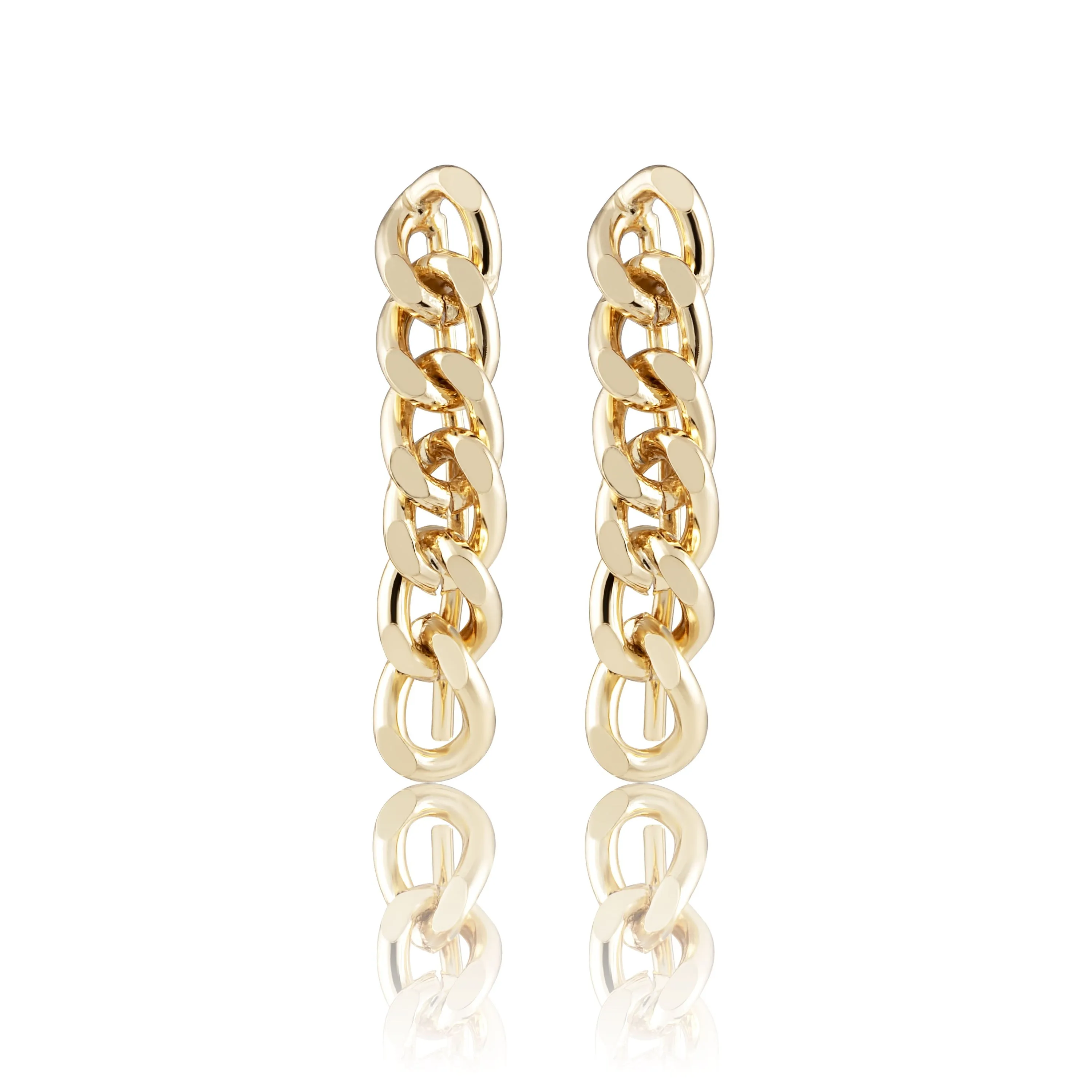 Handmade 18k Gold Cuban Link Earrings from Brazil