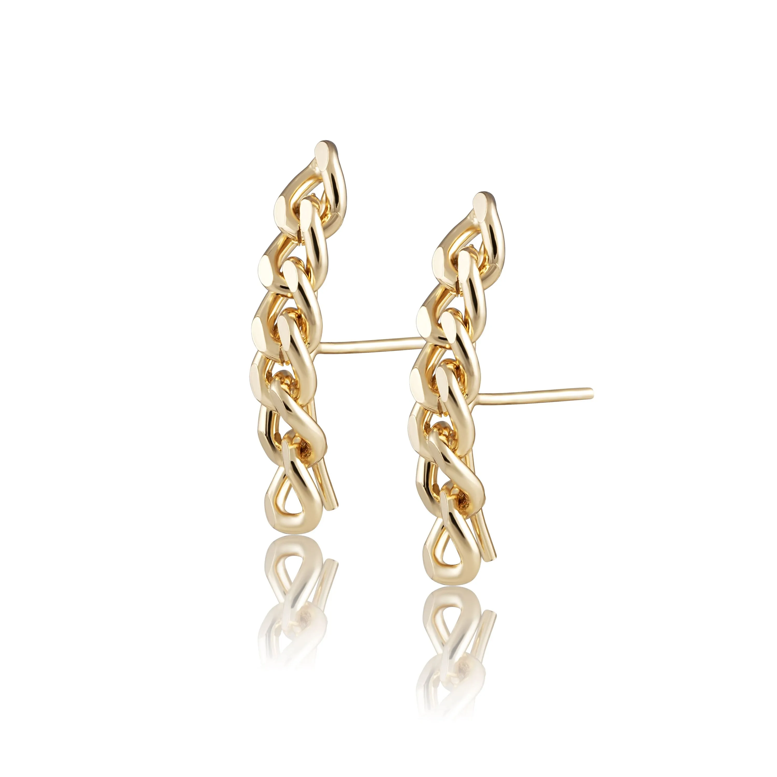 Handmade 18k Gold Cuban Link Earrings from Brazil