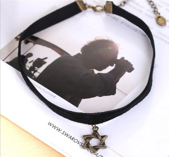 Handmade Hot Selling Vintage Stretch Tattoo Choker Necklace Gothic Punk Grunge Henna Elastic with Choker Pendant Necklaces