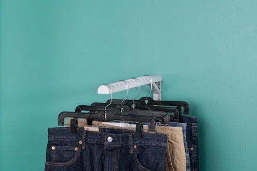 HangerJack Foldable Hanger Storage System for Clothes and Laundry, Closet Organizer, Garage and Ladder Storage, Tool and Extension Cords, and Bike Rack