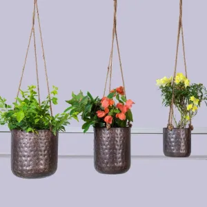 Hanging Antique Silver Planter Set