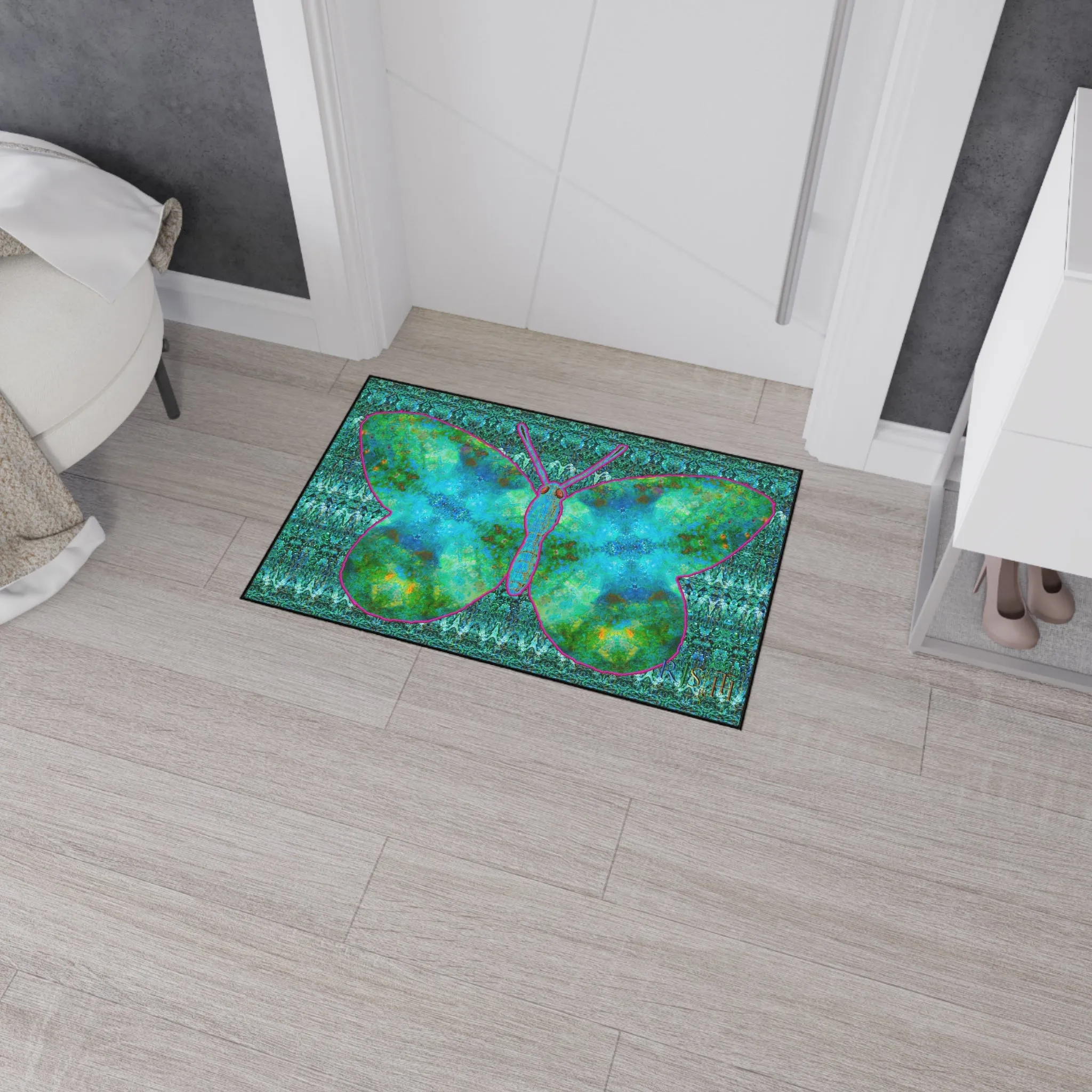 Heavy Duty Floor Mat (Butterfly Glade Denizen & Samhain Dream Thaw 12 & Blue Logo@Alchemic) RJSTH@Fabric#11_7 of 16 RJSTHw2025 RJS