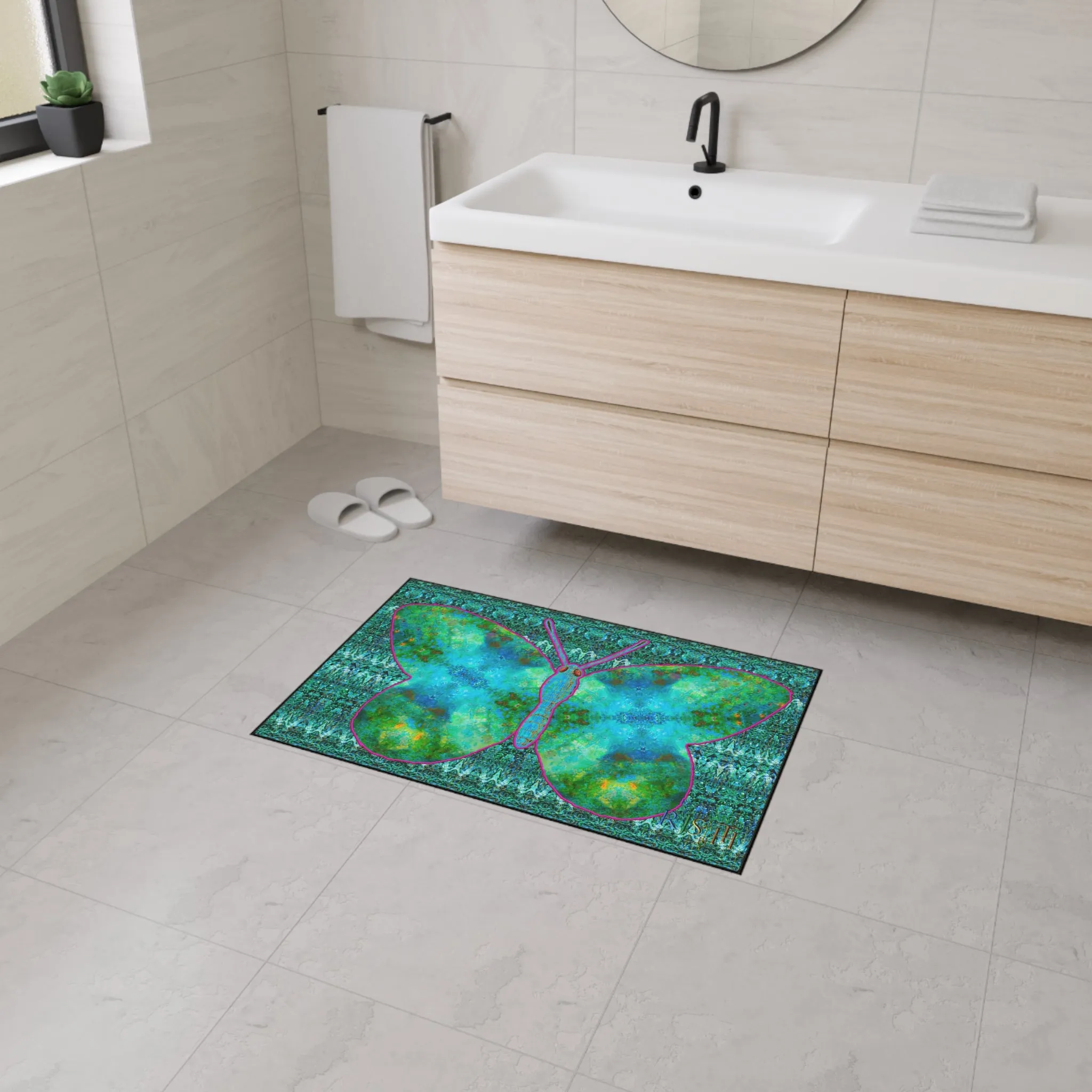 Heavy Duty Floor Mat (Butterfly Glade Denizen & Samhain Dream Thaw 12 & Blue Logo@Alchemic) RJSTH@Fabric#11_7 of 16 RJSTHw2025 RJS