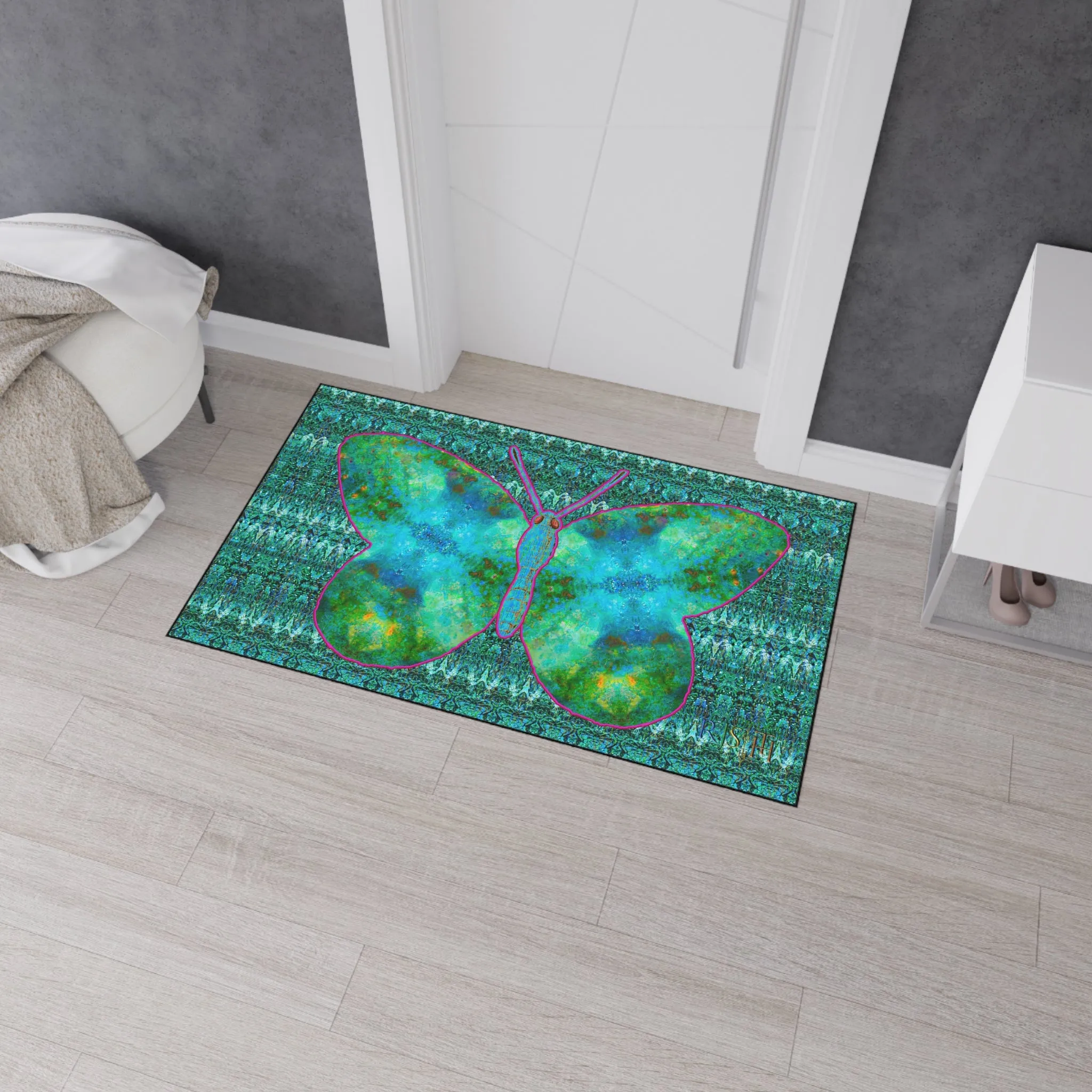 Heavy Duty Floor Mat (Butterfly Glade Denizen & Samhain Dream Thaw 12 & Blue Logo@Alchemic) RJSTH@Fabric#11_7 of 16 RJSTHw2025 RJS