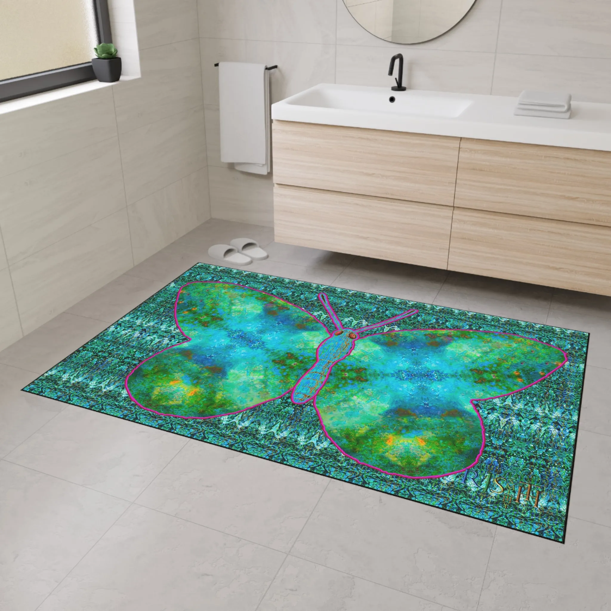 Heavy Duty Floor Mat (Butterfly Glade Denizen & Samhain Dream Thaw 12 & Blue Logo@Alchemic) RJSTH@Fabric#11_7 of 16 RJSTHw2025 RJS