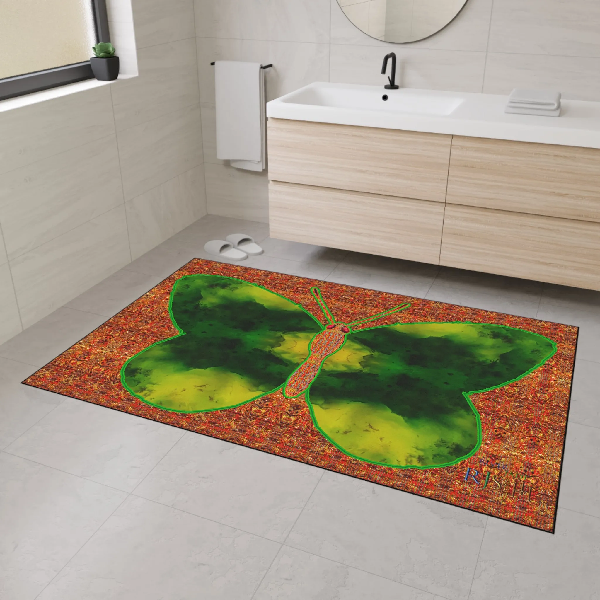 Heavy Duty Floor Mat (Butterfly Glade Denizen & Samhain Dream Thaw 15 & Orange Logo@Alchemic) RJSTH@Fabric#3_15 of 16 RJSTHw2025 RJS