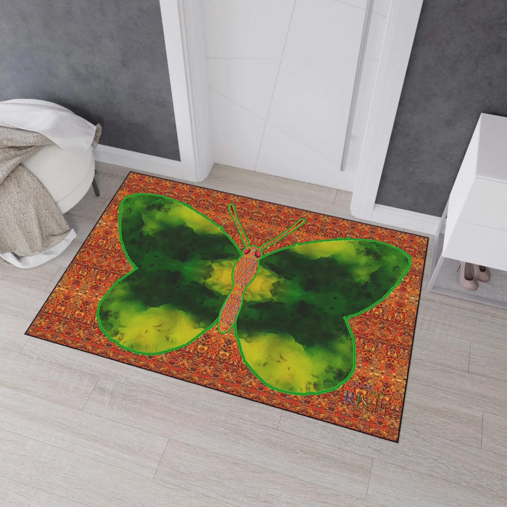 Heavy Duty Floor Mat (Butterfly Glade Denizen & Samhain Dream Thaw 15 & Orange Logo@Alchemic) RJSTH@Fabric#3_15 of 16 RJSTHw2025 RJS