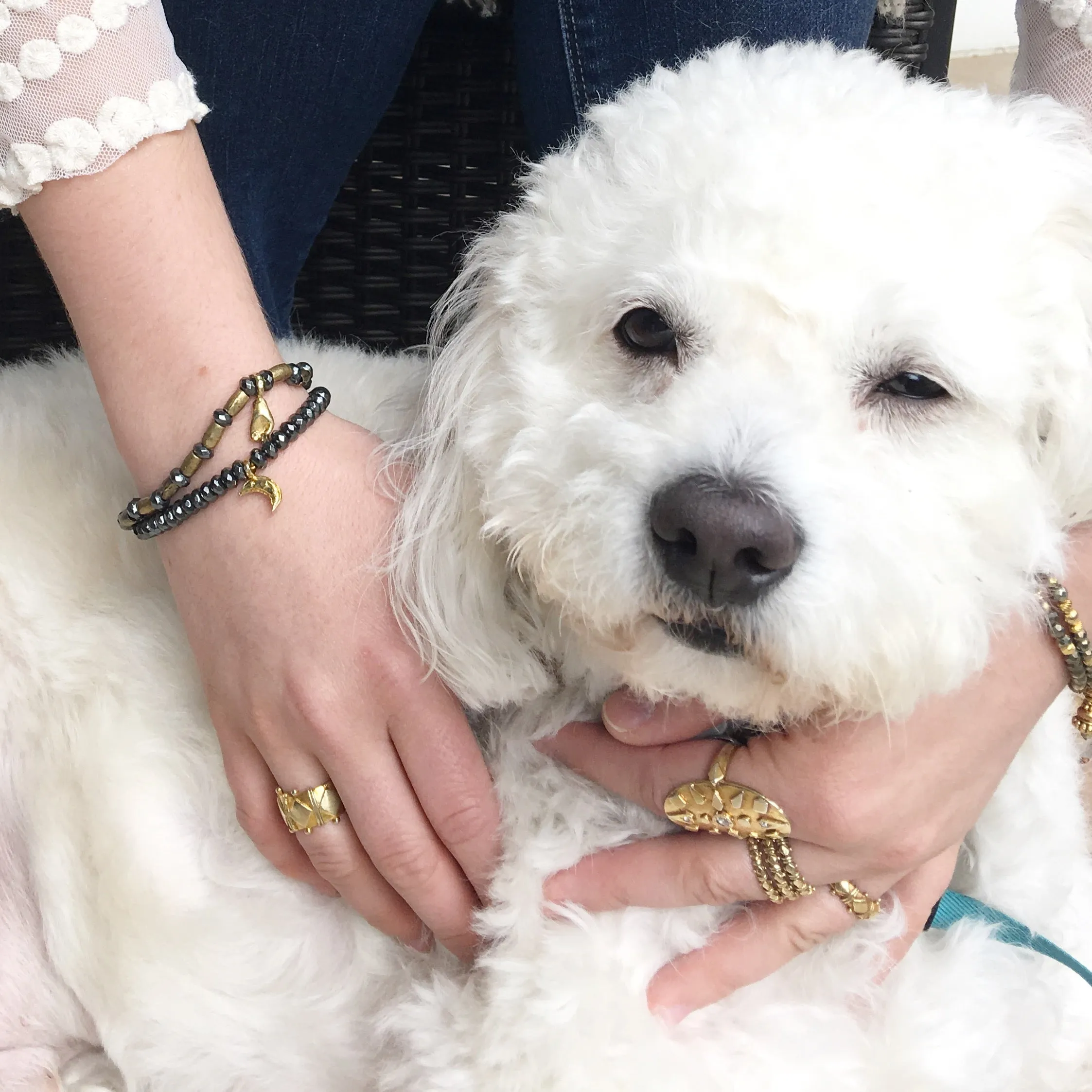 Hematite & Gold Bracelet Duo