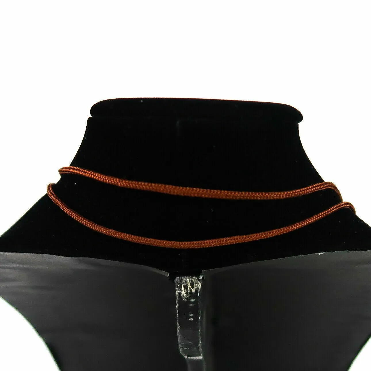 Hermes - Brown Rope Necklace - Skipper Double Wrap - Circle Bar - Silver