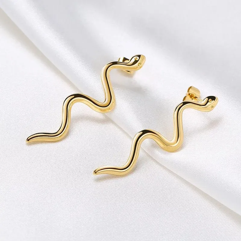 Hypoallergenic Nile Earring in 18k Gold Plated Stainless Steel, Tarnish Resistant, 1.6" with Post Back