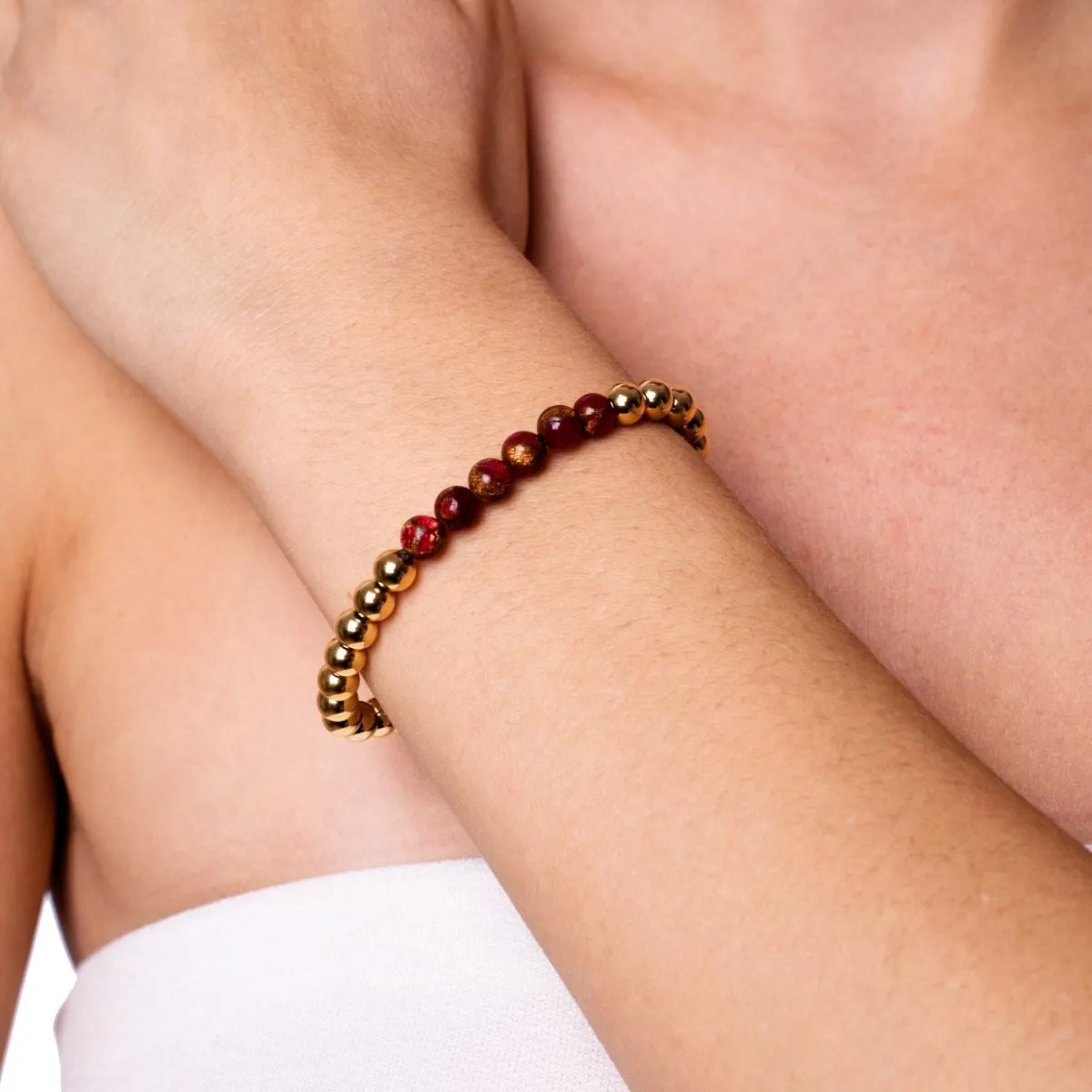 Inspired | 18k Gold | New Red Agate | Gemstone Expression Bracelet