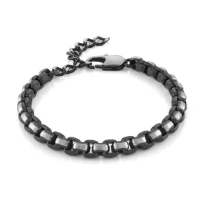 Italgem Stainless Steel Black Plated (6mm) Matte Round Box Bracelet