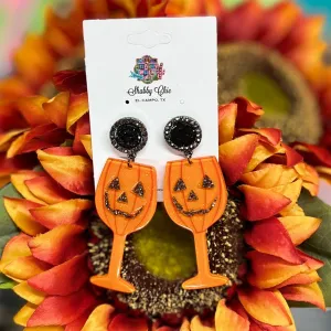 Jack-O Wine Glass Earrings
