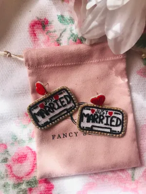 Just Married License Plate Earrings