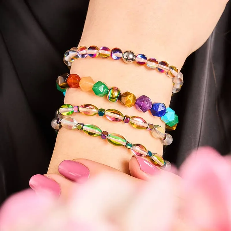 Kaleidoscope | Silver | Galaxy Glass Bead Bracelet