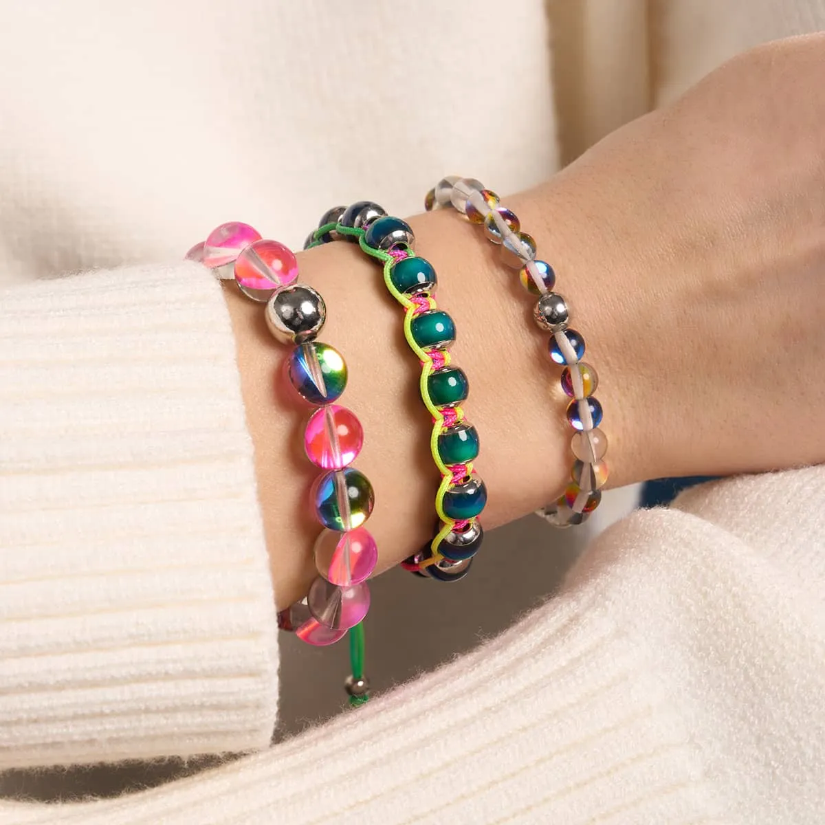 Kaleidoscope | Silver | Galaxy Glass Bead Bracelet