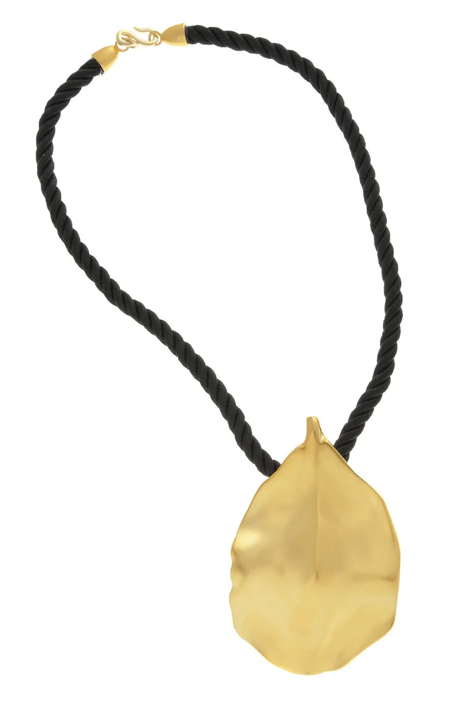 KENNETH JAY LANE GOLD LEAF Black Cord Necklace