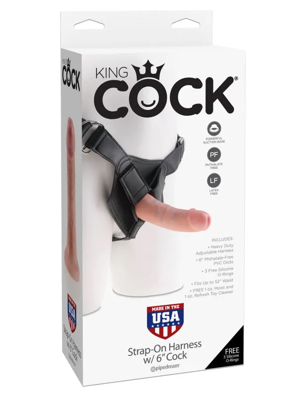 King  Strap-on Harness With 6 Inch  - Flesh