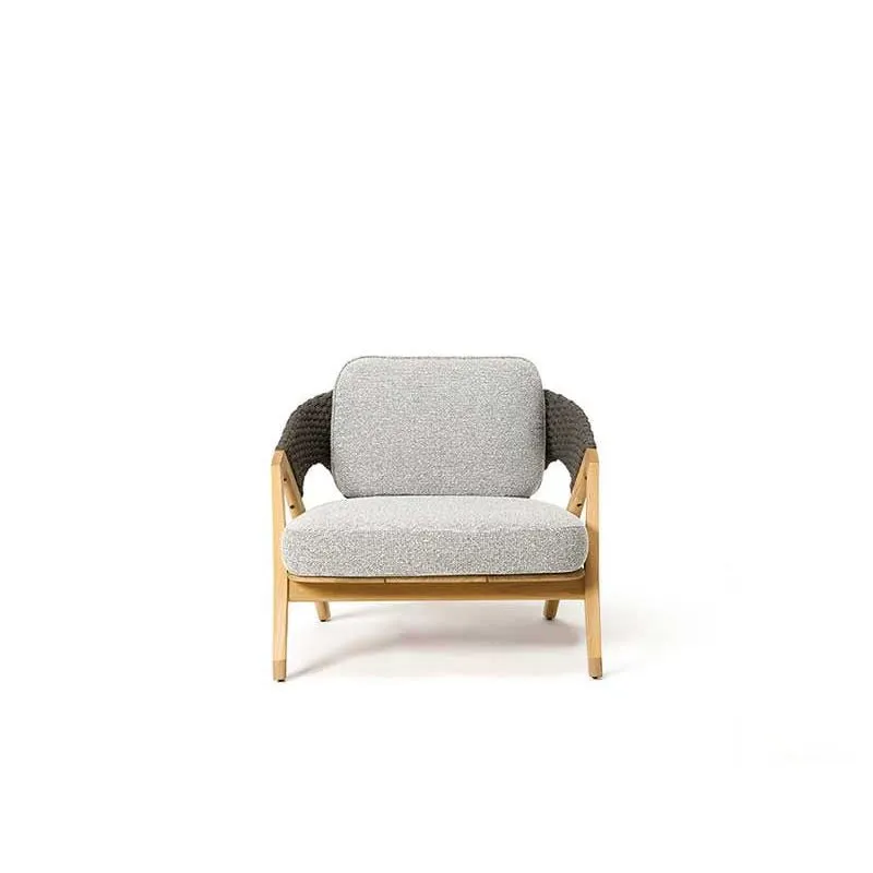 Knit lounge armchair with seat and back cushion