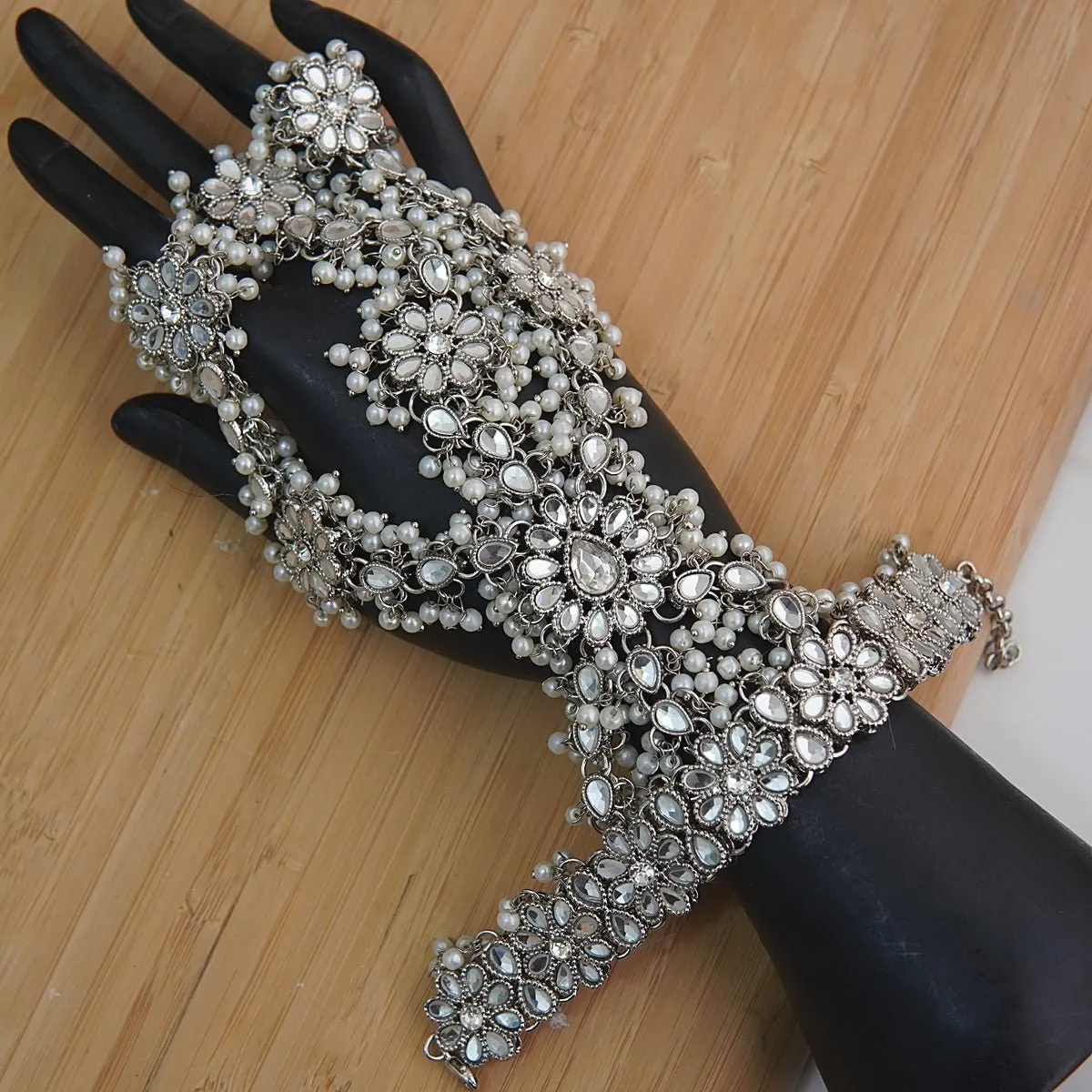 Kundan Golden Bracelet With Ring
