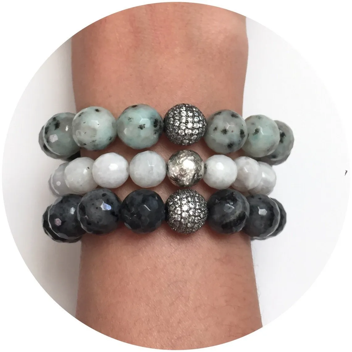 Labradorite with Micro Pavé Gunmetal