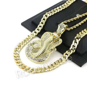 LARGE KING COBRA ROPE CHAIN DIAMOND CUT 30" CUBAN CHAIN NECKLACE SET 56