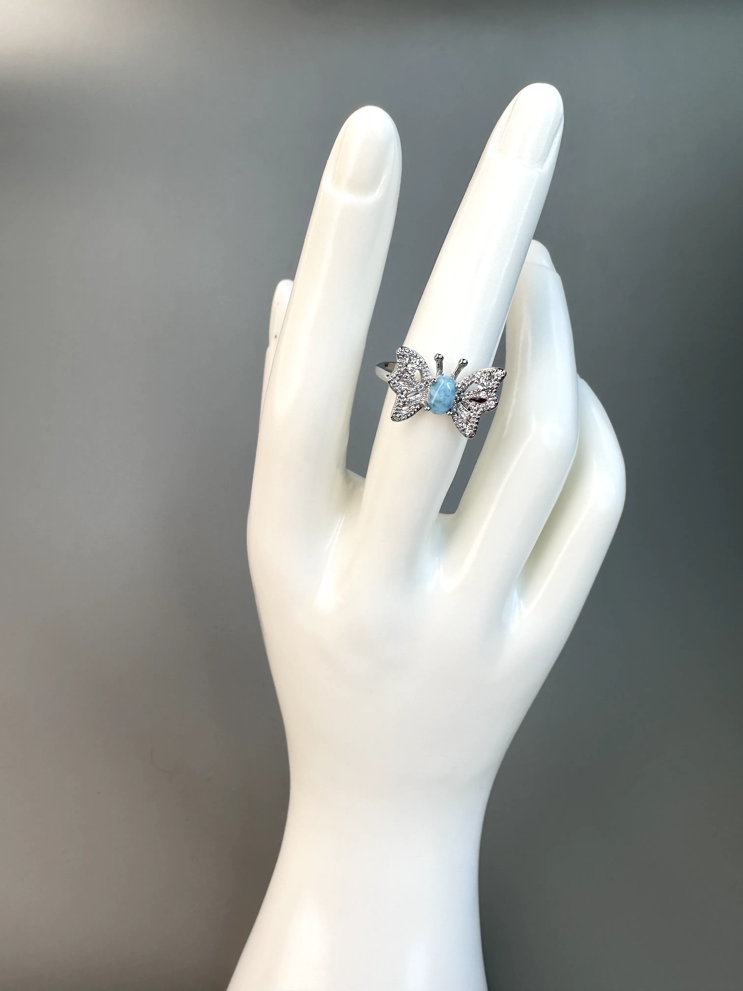 Larimar Butterfly Ring | Adjustable | S925