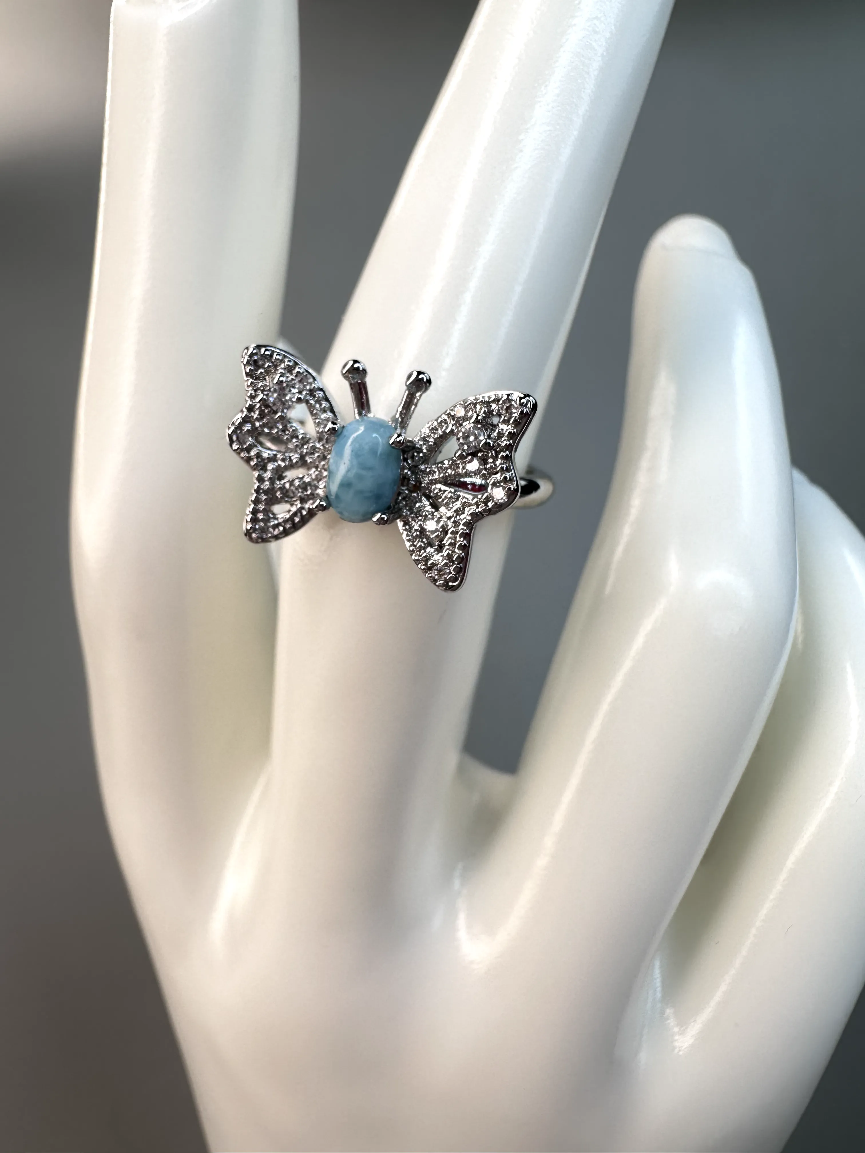 Larimar Butterfly Ring | Adjustable | S925