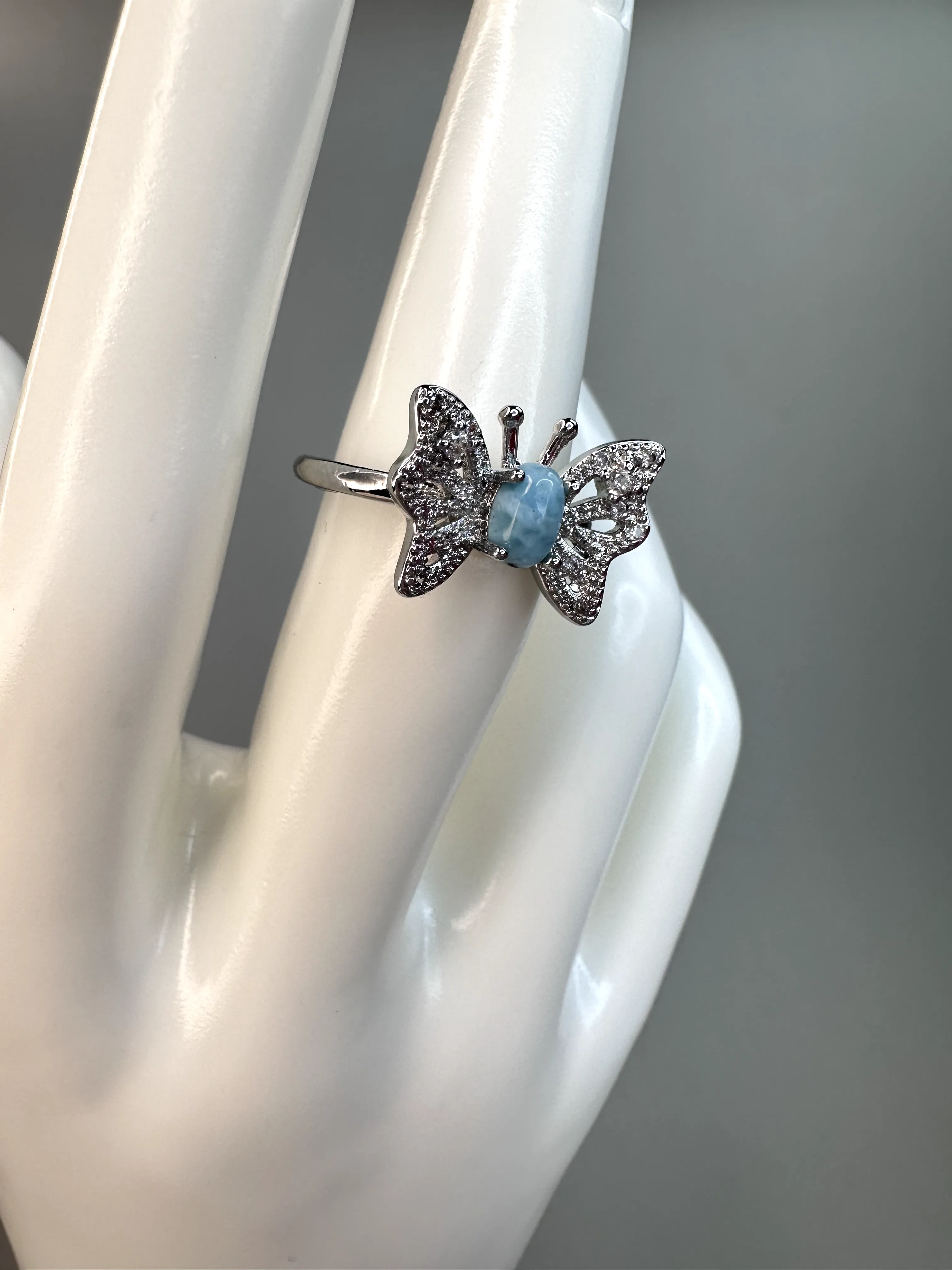 Larimar Butterfly Ring | Adjustable | S925