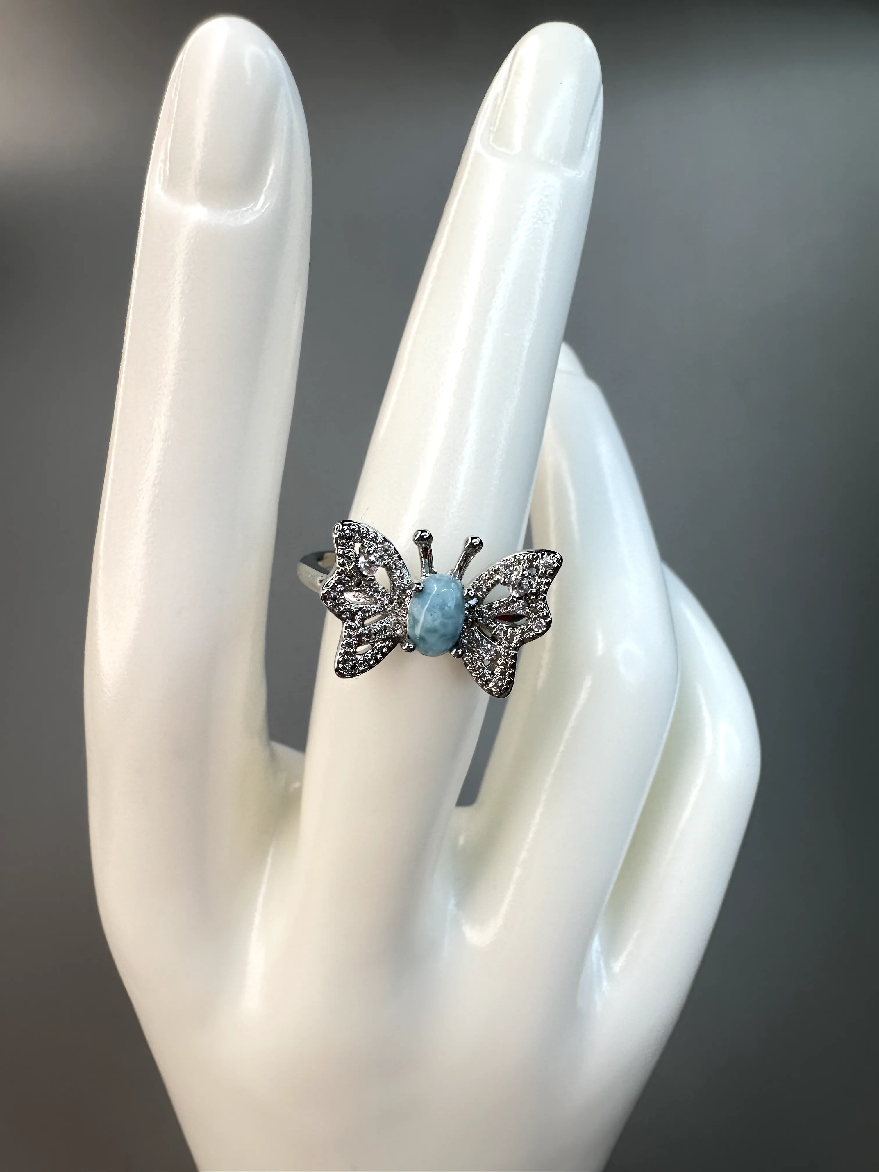 Larimar Butterfly Ring | Adjustable | S925