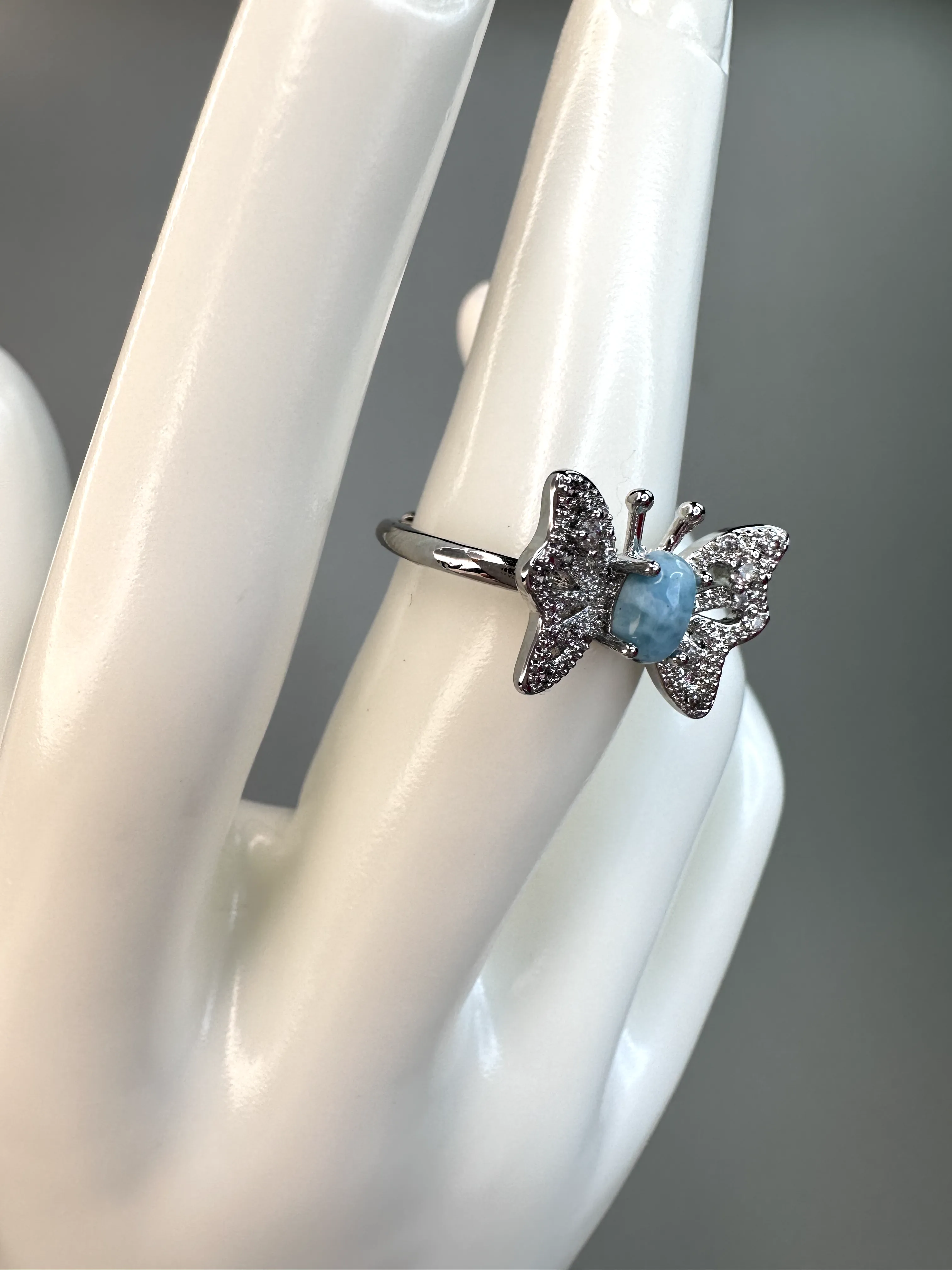 Larimar Butterfly Ring | Adjustable | S925