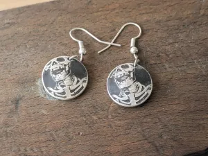 Laughing Skull Silver Earrings