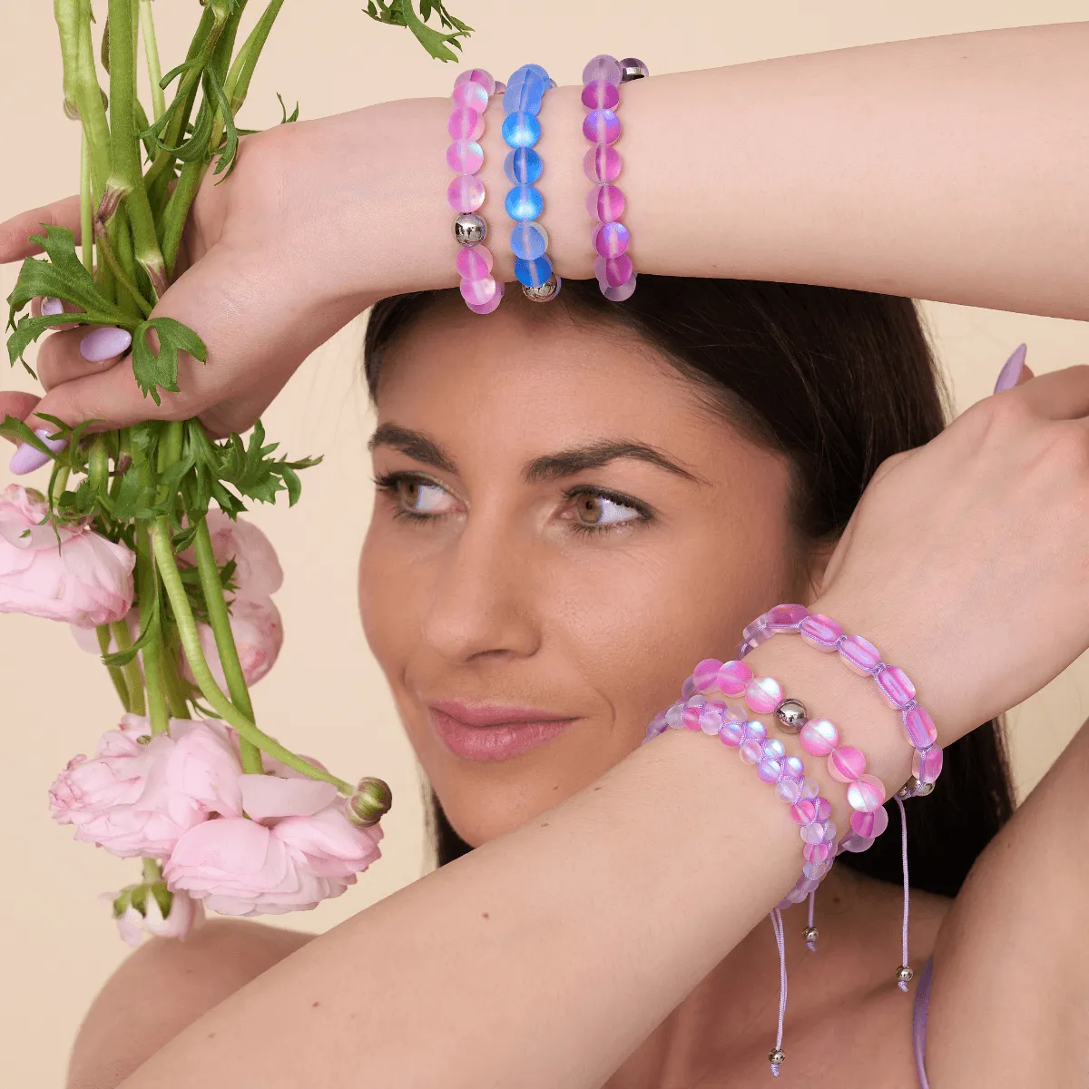 Lavender | Silver | Mermaid Glass Statement Bracelet