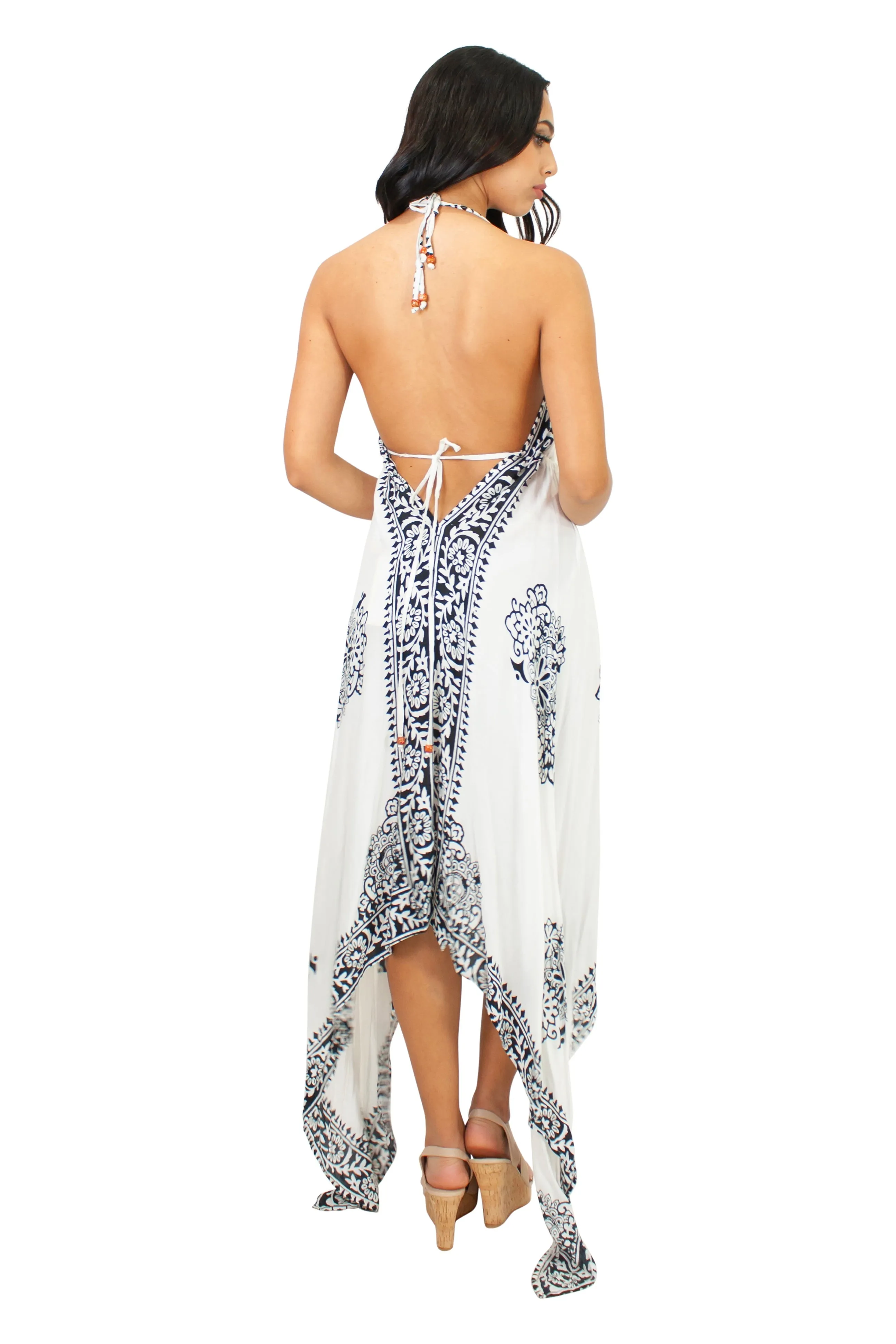 Lazy Daisy Adjustable halter handkerchief dress in Blue (LD5074)