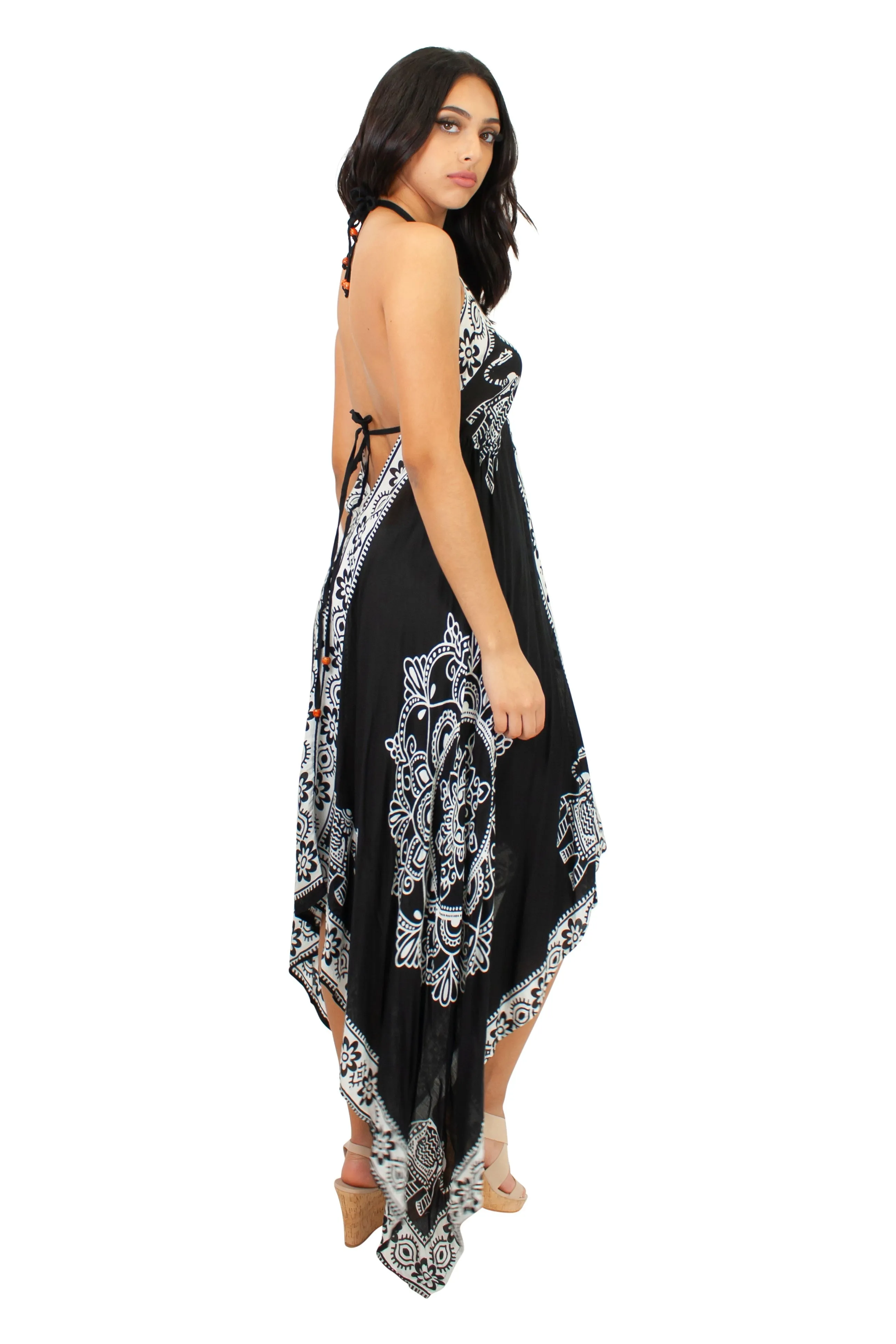 Lazy Daisy Adjustable halter handkerchief dress in Blue (LD5074)