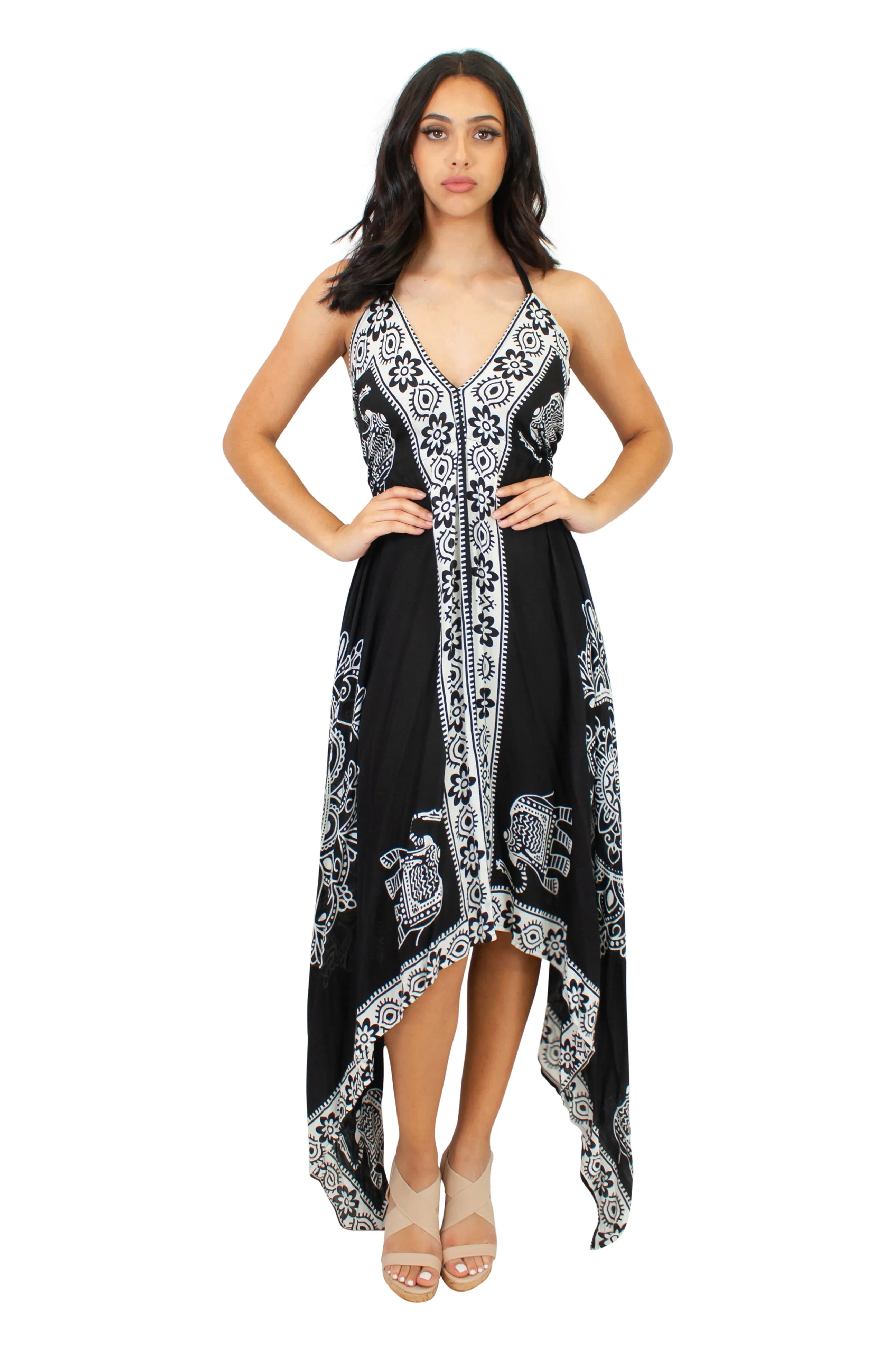 Lazy Daisy Adjustable halter handkerchief dress in Blue (LD5074)