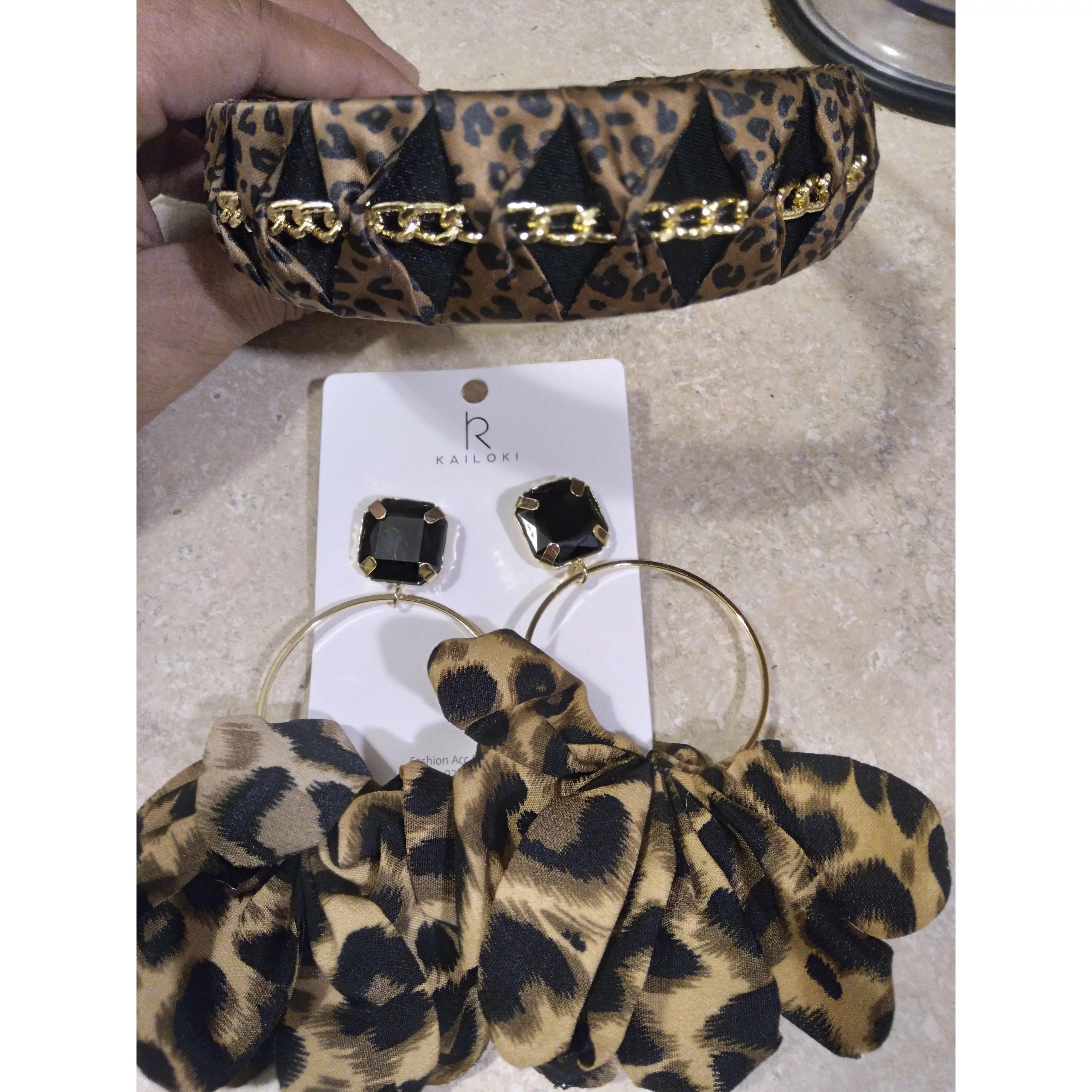 Leopard Print Headband and Earrings Special Mother Day Deal