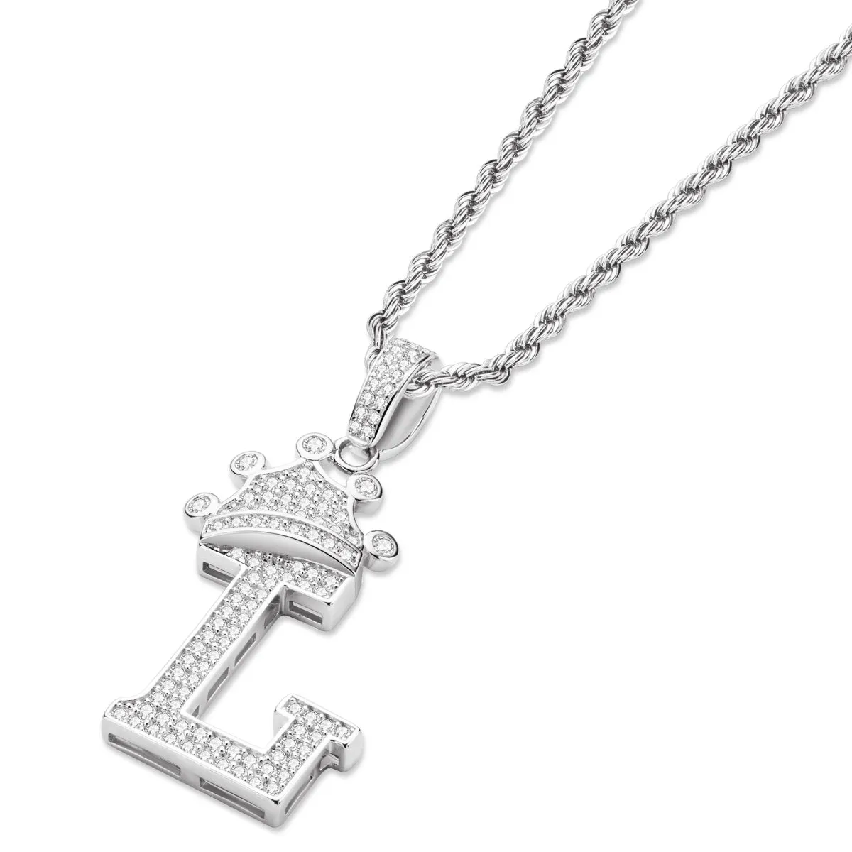 Letter L Initial Pendant Necklace Rope Chain 24inch
