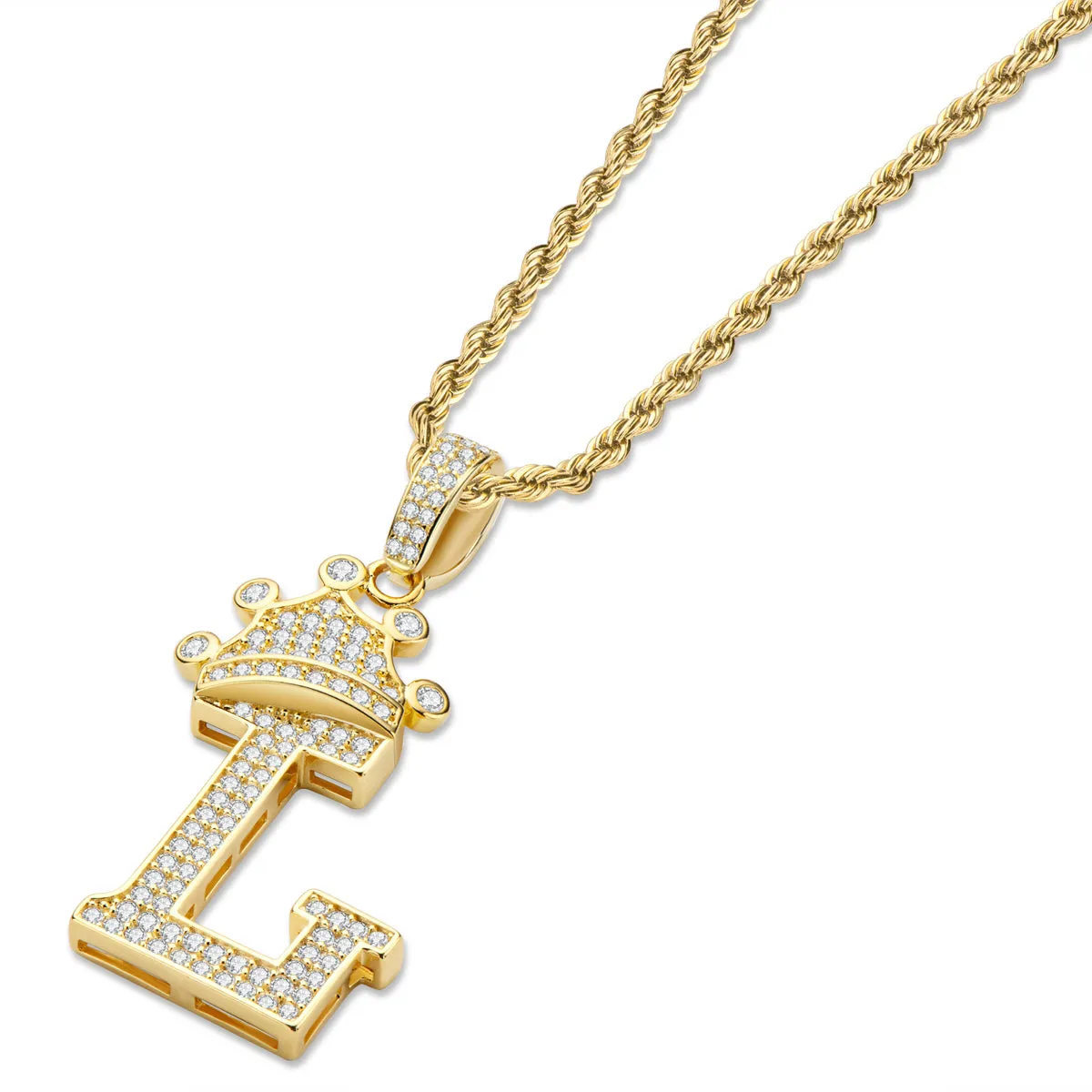 Letter L Initial Pendant Necklace Rope Chain 24inch