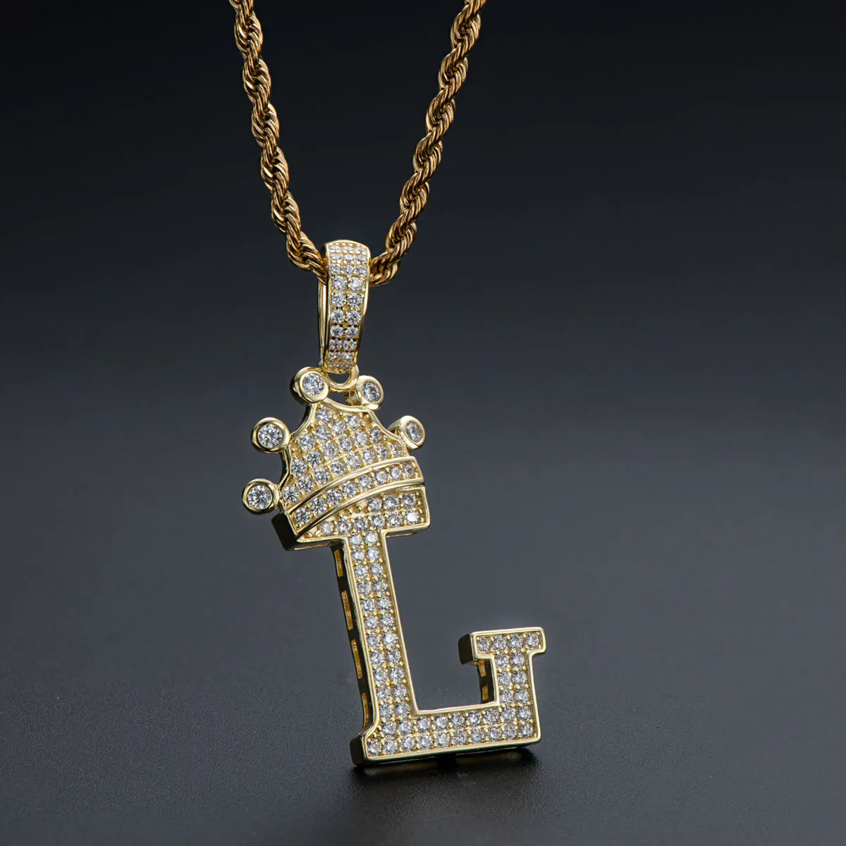 Letter L Initial Pendant Necklace Rope Chain 24inch