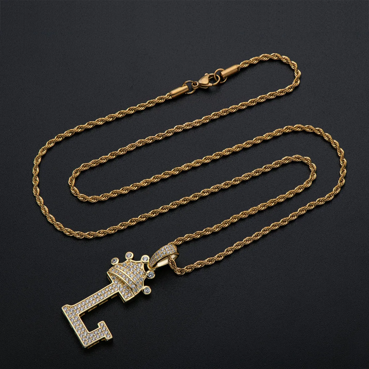 Letter L Initial Pendant Necklace Rope Chain 24inch