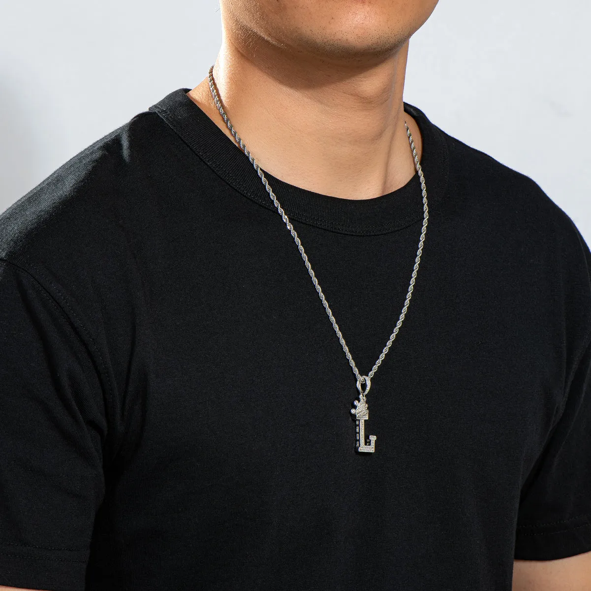 Letter L Initial Pendant Necklace Rope Chain 24inch