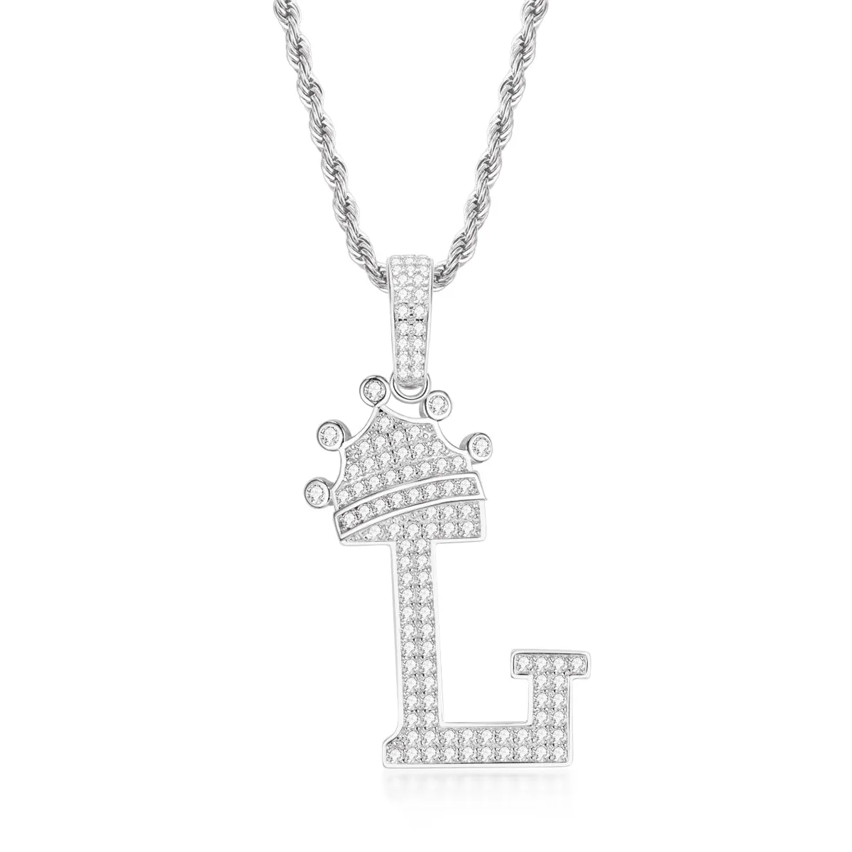 Letter L Initial Pendant Necklace Rope Chain 24inch