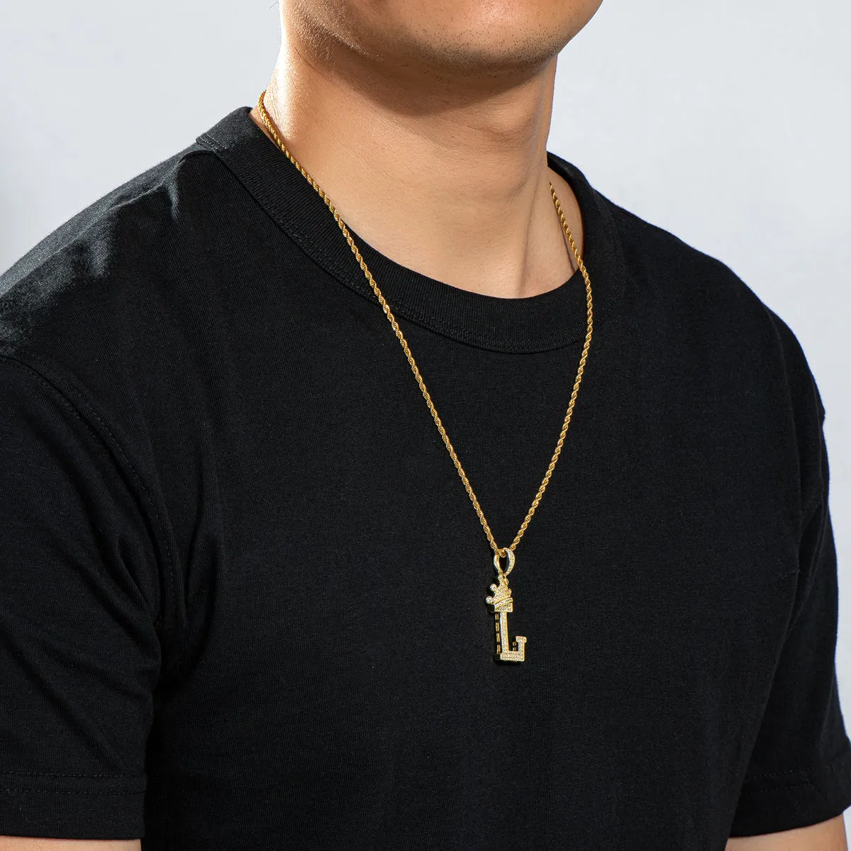 Letter L Initial Pendant Necklace Rope Chain 24inch