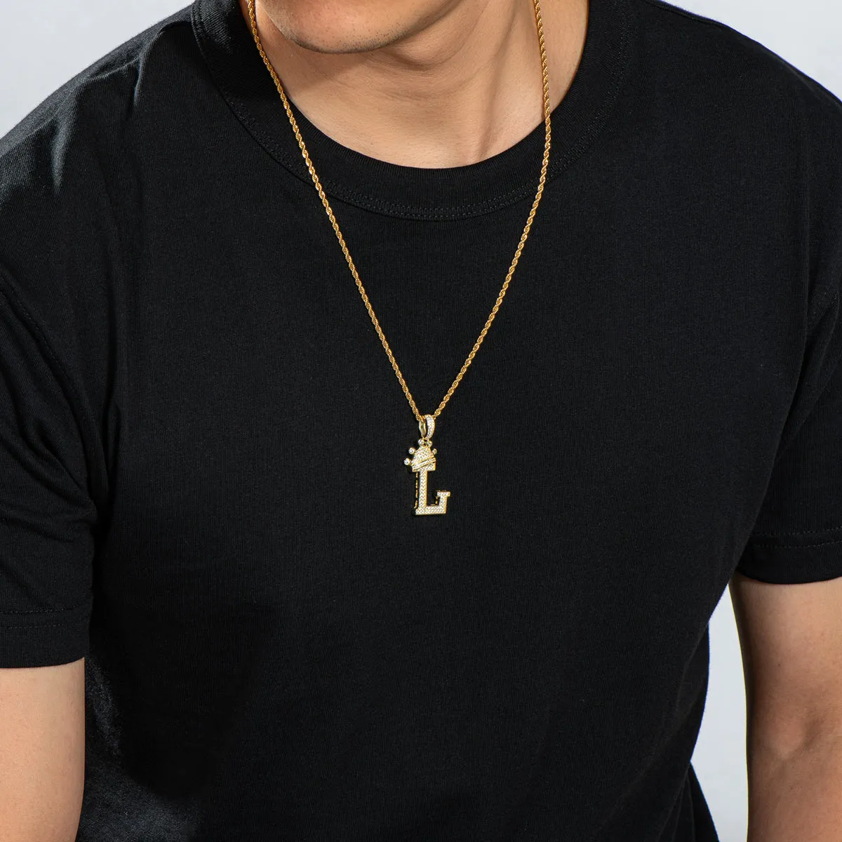 Letter L Initial Pendant Necklace Rope Chain 24inch