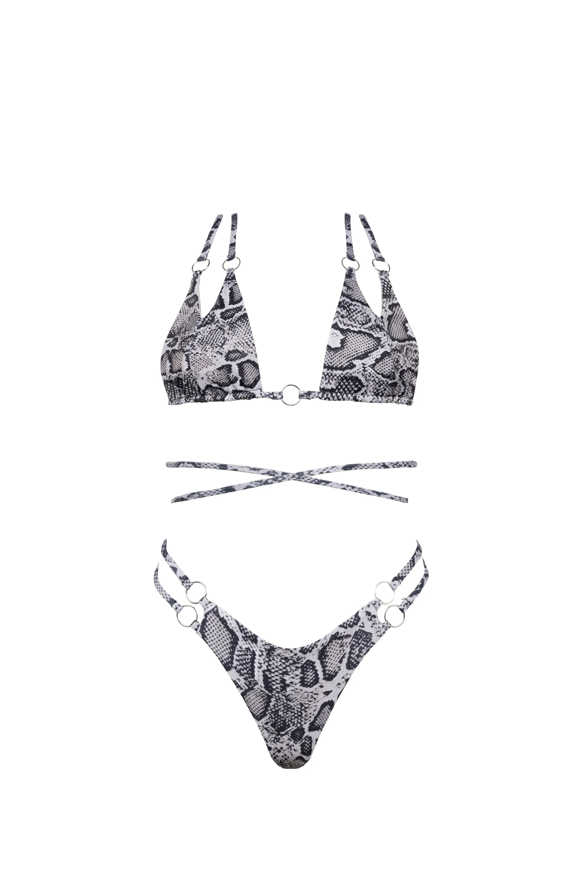 LEXI BIKINI TOP IN GREY SNAKESKIN