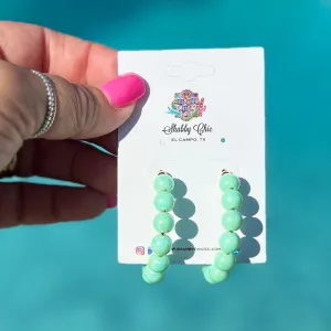 Light Green Beaded Hoops
